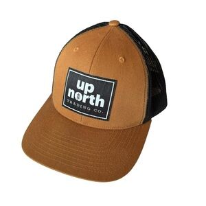 UP NORTH TRADING COMPANY Gold Tofte Text Patch Snapback Trucker Hat Cap